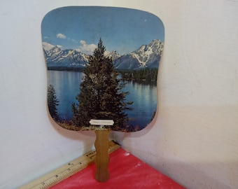 Vintage Hand Fans, Cardboard Scenic and Politics Hand Fans, Democratic, Stream, Lake with Mountains, and Other Hand Fans#