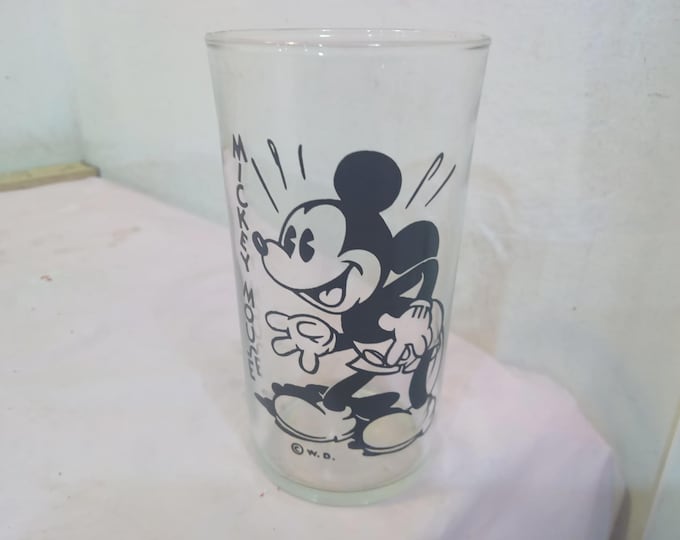 Vintage Mickey Mouse Glass, Child's or Juice Glass from Walt Disney, Mickey Mouse Glass, 1930's