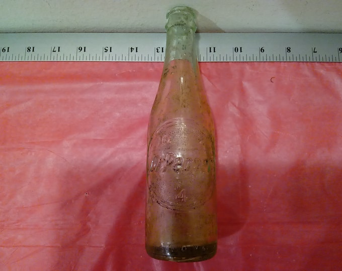 Vintage Dr. Pepper Embossed Bottle, Dr. Pepper on one side and 10 2 4 on other side, Charlotte N.C. 6oz, 1950's