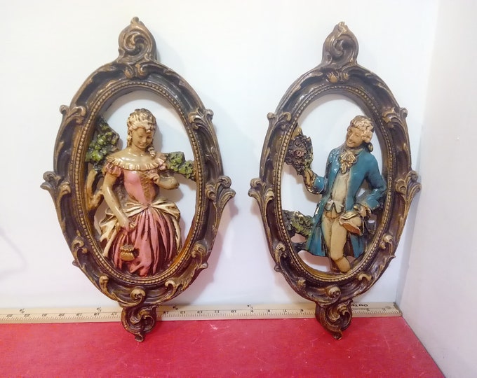 Vintage Wall Decor, Lady and Man Wall Decor, Revolutionary or 1800's Looking