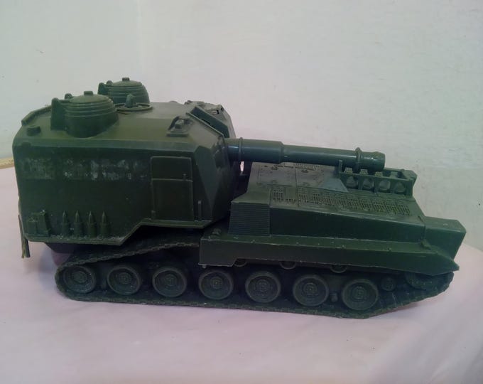 Vintage Pretend Play Plastic Tanks, Ideal Plastic Toy Tanks and Howitzers, 155MM Howitzer, Tank w/Machine Gun, or Tank, 1960's