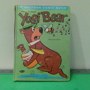 Vintage Hard Cover Comic Book, Yogi Bear by Whitman, Hanna Barbera Comic, 1962