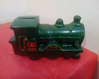 Vintage Ceramic Bank, LMS 16449 Dark Green Train Bank