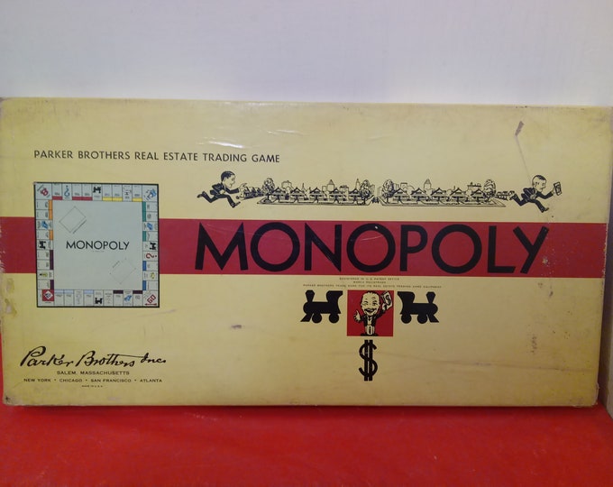 Vintage Board Game, Monopoly by Parker Brothers, 1954#