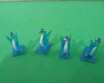 Vintage Hand Blown Glass Penguins, 1980's