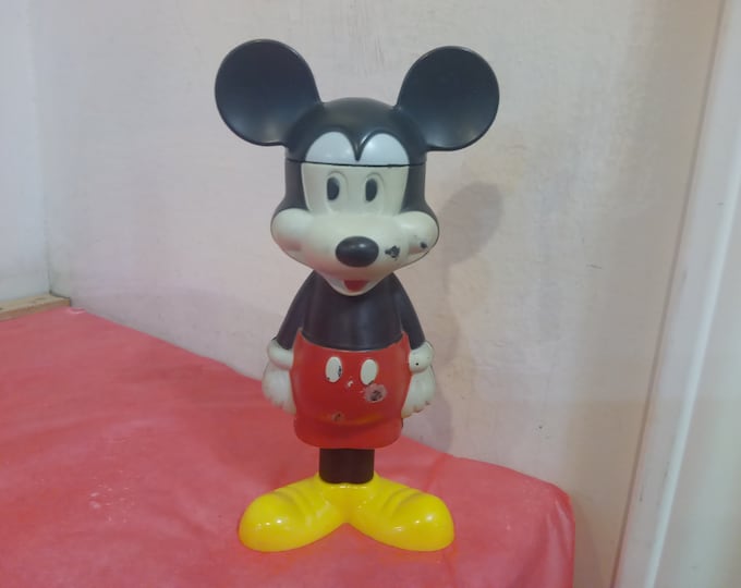 Vintage Bubble Bath Bottle, Empty Avon Mickey Mouse Bottle 4.5 oz by Walt Disney Productions, 1970's#