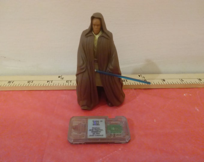 Vintage Star Wars Action Figure, Mace Windu and Commtech by Hasbro, 1998