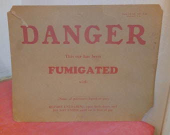 Vintage Train Car Warning Signs, Railroad Car Warning Signs, Caution, Dangerous Class D Poison, Dangerous, and Other Signs