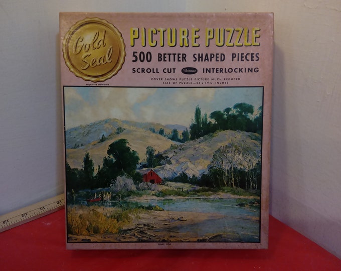 Vintage Jigsaw Puzzle, Gold Seal Picture Puzzle "Sunny Cove", 500 Pieces Scroll Cut Shaped Pieces # 4630:69 by Whitman Publishing