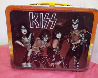 Vintage Metal Lunchbox, Kiss the Rock Band Metal Lunchbox by Thermos, 1977#