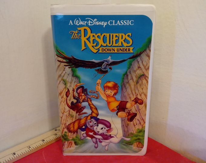 Vintage VHS Movie Tape, The Rescuers Down Under, Walt Disney Classic Black Diamond, 1991