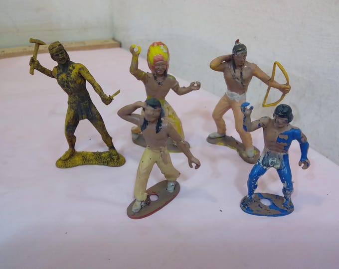 Vintage Plastic Pretend Play Pieces, Indians, Medieval Soldiers, Horses, Fences, Barricades, or Camp Equipment