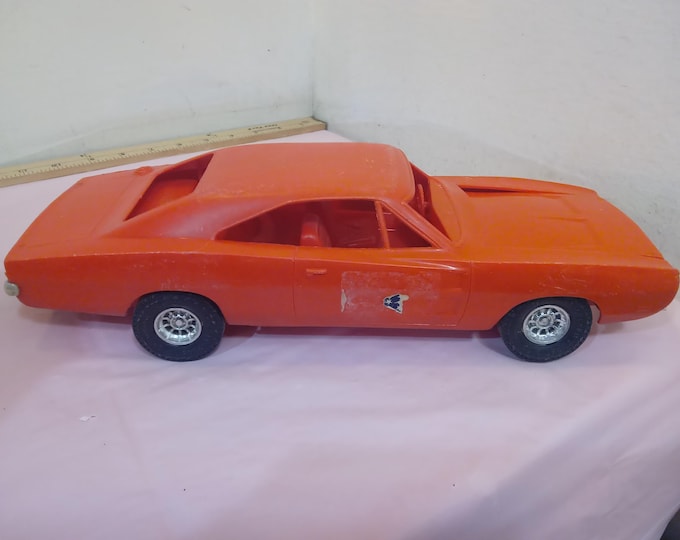 Vintage Plastic Vehicles, Dukes of Hazard Car, Cement Mixer, Street Sweeper by Tupperware Toys, Blue Pick-up, or Yellow/Red Boat, 1980's