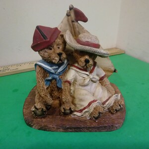 Vintage Bear with Sailboat Bookend, Heavy Resin, 1980&#39;s*a