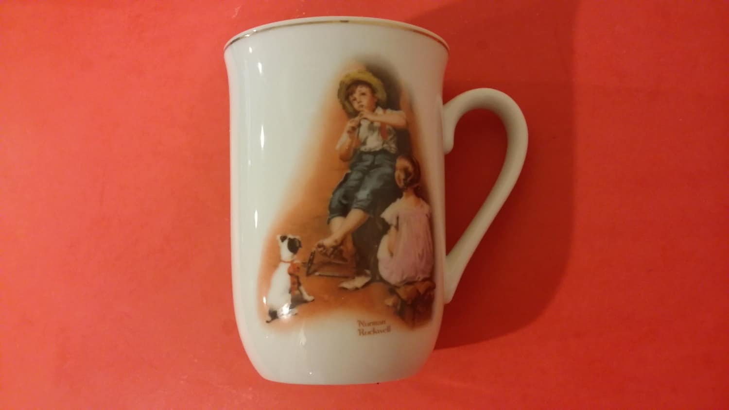 Norman Rockwell Four Coffee Cups with his Historical Art Displays, H.M.I.,  1981