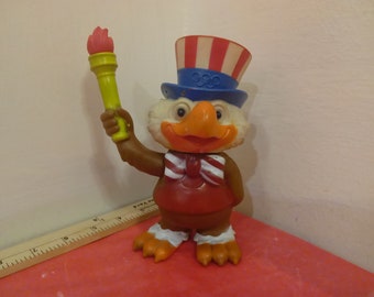 Vintage Los Angeles Olympics, Sam the Eagle Figurine, Rubber with Switch on His Back, 1980#