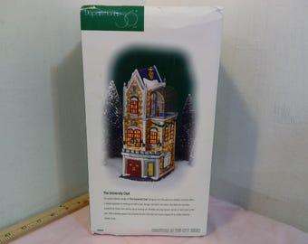 Vintage Christmas House Decor, Department 56 "The University Club" Athletic Club Christmas Building, Still in Original Packaging, 1998