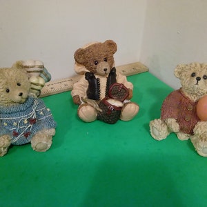 Vintage Bears with Balloons and Fish Figurines, 1980&#39;s*a