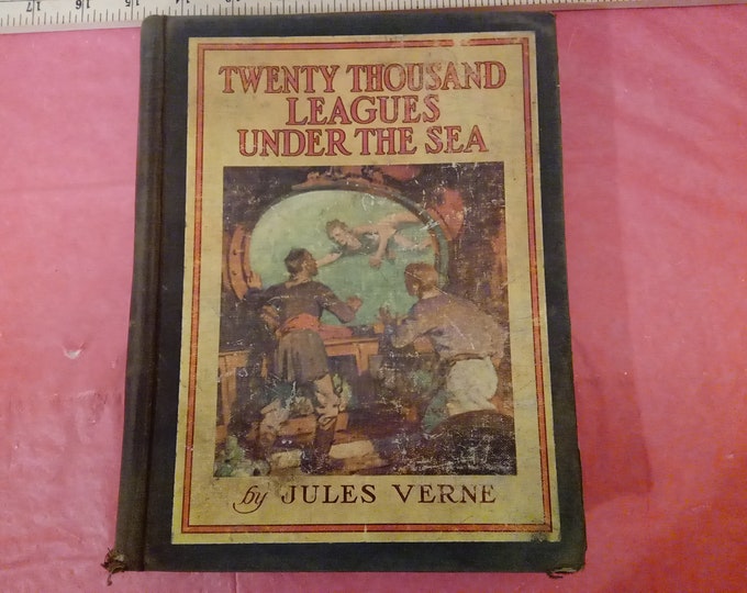 Vintage Hardcover Book, Twenty Thousand Leagues Under the Sea by Jules Verne, 1928