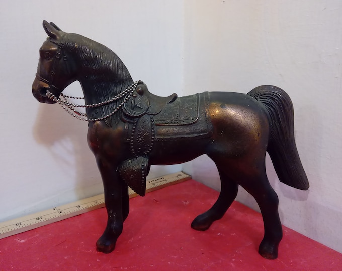 Vintage Bronze/Brass Horse Figurines, Some with Makeshift Reins and one with a Base#