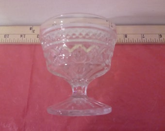 Vintage Ice Cream Dish, Clear Glass Footed Pedestal Custard or Ice Cream Dessert Dish