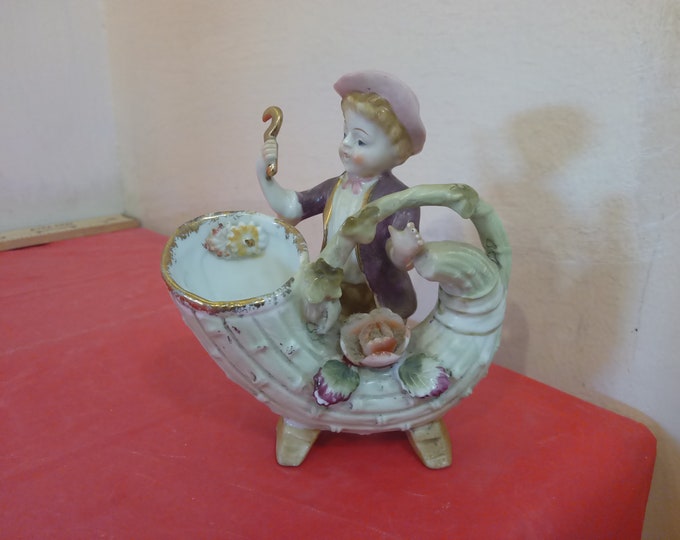 Vintage Ceramic/Porcelain Figurine, Boy with Horn of Plenty by Ucagco, 1940's