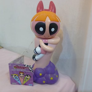 Bonecos de ação vintage, bonecos de ação da Powder Puff Girl do Cartoon Network, banho de espuma, porta-chaves e outros itens, anos 2000