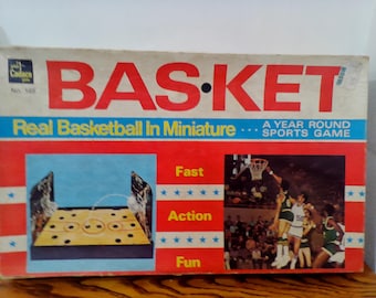 Vintage Board Game, Basket "Real Basketball in Miniature" by Cadaco, 1973