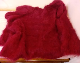 Vintage Ladies Vest, Mohair Cardigan Red Vest, Medium/Large Size, 1950's