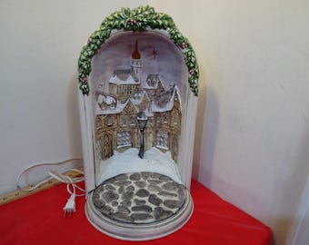 Vintage Christmas Decor, Town Scene w/light, Reindeer with Hats, Elf with List, or Angel Music Box, 1970's