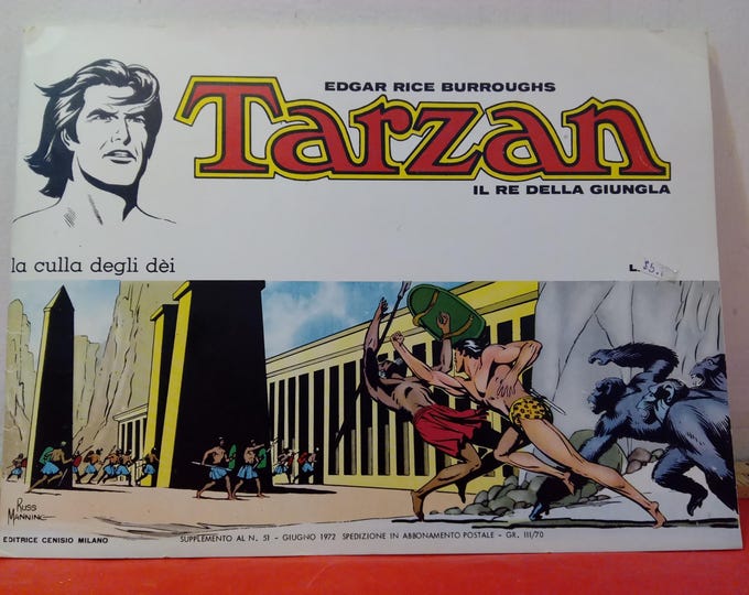Vintage Comic Book, Italian Version of Tarzan Comics by Edgar Rice Burroughs, 1972