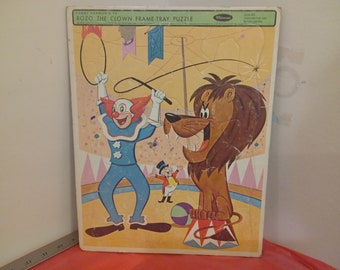 Vintage TV'S Bozo the Clown Frame Tray Puzzle by Whitman, 1965#