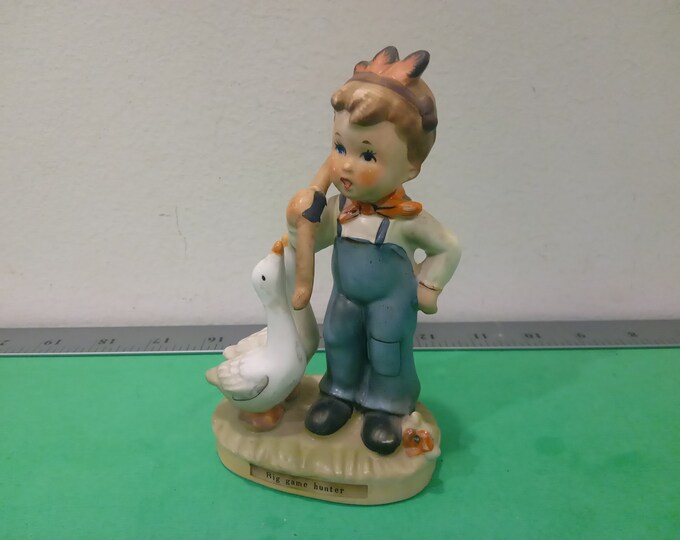 Vintage Hand Painted Porcelain "Big Game Hunter" statue by Arnart,  Made in Japan, 1950's