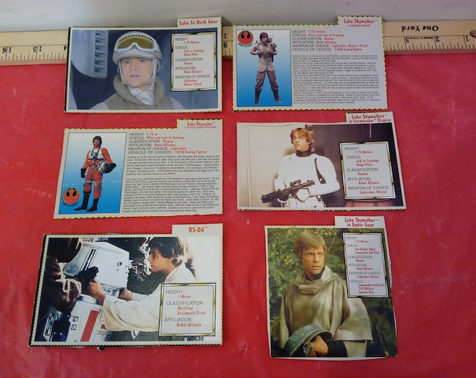 Vintage Star Wars Backing Cardboards, Six Cut Kenner Action Figures Backing Boards, Luke Skywalker, 1990's