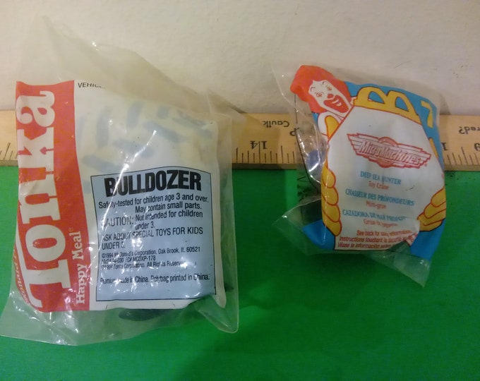 Vintage McDonald's Happy Meal Tonka Bulldozer and Micro Machine Deep Sea Hunter Toys, 1994 #