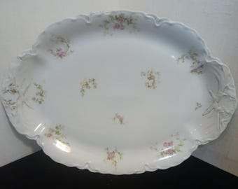 Vintage Serving Platters, Floral Designed Limoges Platters by Haviland, France, Oval or Large Rectangle Serving Platters, 1920's#