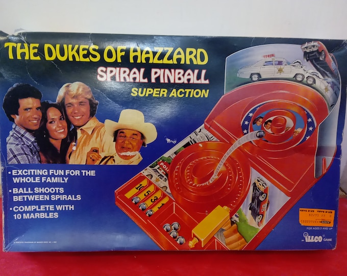 Vintage Spiral Pinball Game, The Dukes of Hazard Spiral Pinball Super Action Game by Illco, 1982#