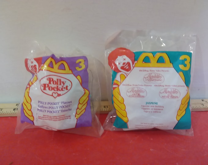 Vintage McDonald's Happy Meal Toys, Aladdin #3 Jasmine and Polly Pocket #3 House, 1990's#