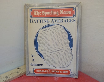 Vintage Baseball Book, The Sporting News "Batting Averages at a Glance" Published by Spink & Son, 1952