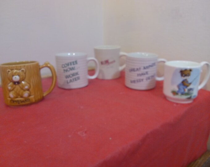 Vintage Coffee Cups and Mugs, K & W Cafeteria 70 Years, Dick Teddelybear, Opryland, Great Minds and Coffee Now, Coffee Cups