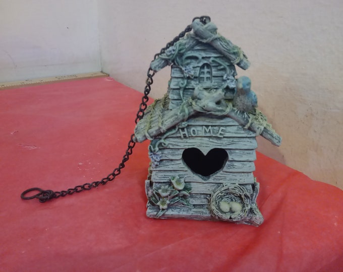 Vintage Birdhouse House Decor, Small Decor Biordhouse with Chains, Blue Bord House, Rose House, and Flower Vine House by K's Collection