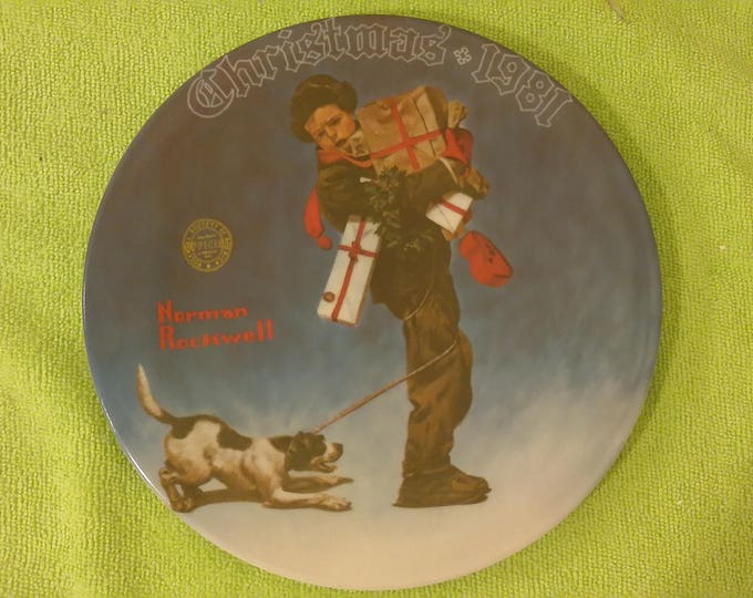 Vintage Collector Plate, Norman Rockwell "Wrapped up in Christmas" Collector's Plate, 1981