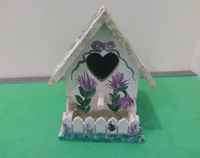 Vintage Bird House, Hand Painted Miniature Bird House *