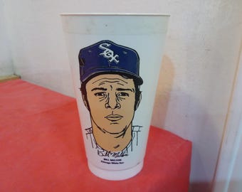 Vintage Sport Collectible Plastic Cups, 7-11 Hall of Fame Baseball Player Cups, 1973