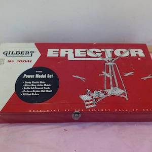 Vintage Toy Construction/Building Kit, Gilbert Erector Set &quot;The Power Model Set&quot; #10041, 1954