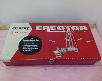 Vintage Toy Construction/Building Kit, Gilbert Erector Set "The Power Model Set" #10041, 1954