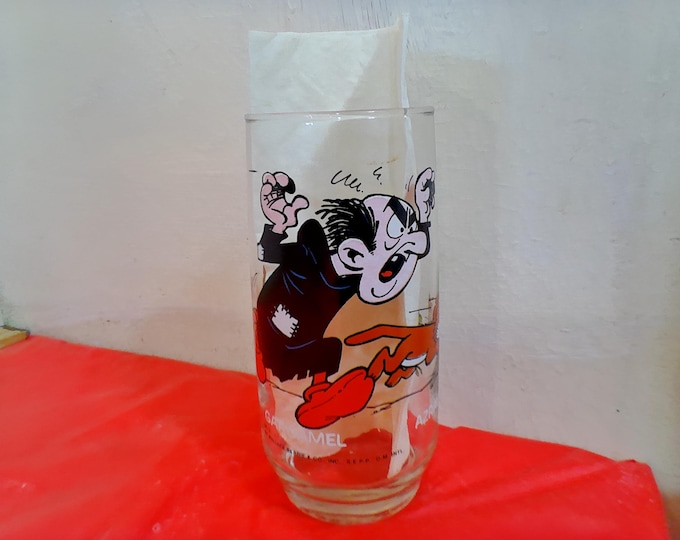 Vintage Smurfs Drinking Glass, Gargamel Smurf Peyo Glass, 1982