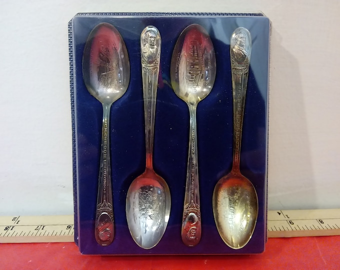 Vintage Bicentennial WM Rogers Silver Platted President Spoons, Theodore Roosevelt, Harrison, James Polk, Cleveland, 1976