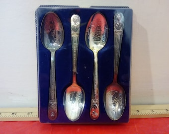Vintage Bicentennial WM Rogers Silver Platted President Spoons, Eisenhower, Harry S. Truman, Franklin D. Roosevelt, John F. Kennedy, 1976