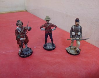 Vintage Metal Figurines, Frankline Mint Soldiers, Private Tangier 1680, Sergeant Northwest 1890, or Marine Royal Light Infantry 1900, 1980's
